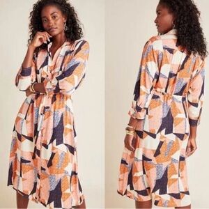 Corey Lynn Calter Vibrant Orange and Cream Wrap Dress Curvey 
Medium